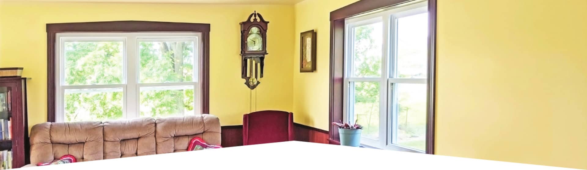 Walls painted with Yellow Wisteria paint
